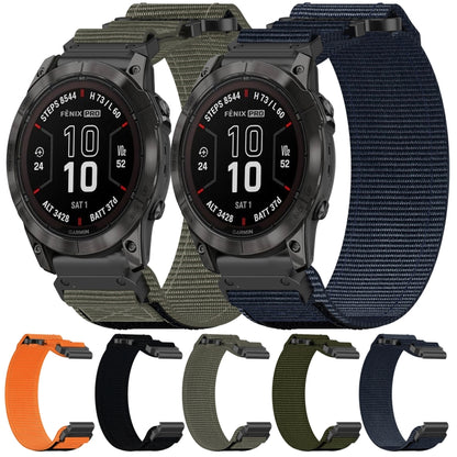 For Garmin Fenix 5X Plus 26mm Nylon Hook And Loop Fastener Watch Band(Black) - Watch Bands by PMC Jewellery | Online Shopping South Africa | PMC Jewellery