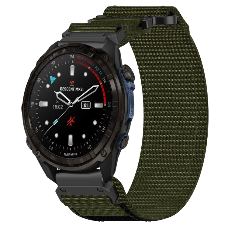 For Garmin Descent Mk3 43mm 20mm Nylon Hook And Loop Fastener Watch Band(Army Green) - Watch Bands by PMC Jewellery | Online Shopping South Africa | PMC Jewellery