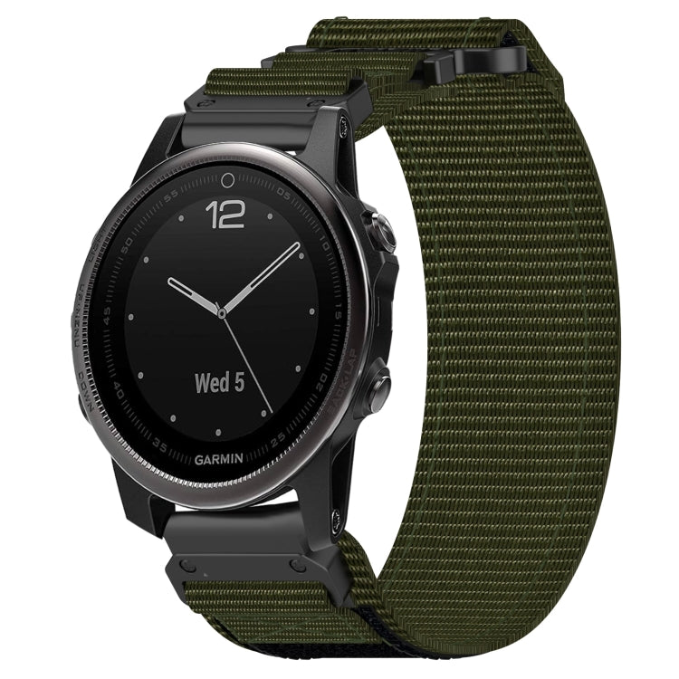 For Garmin Fenix 5S 20mm Nylon Hook And Loop Fastener Watch Band(Army Green) - Watch Bands by PMC TechLife | Online Shopping South Africa | PMC TechLife