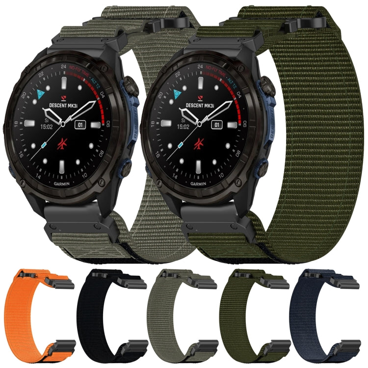 For Garmin Descent Mk3i 43mm 20mm Nylon Hook And Loop Fastener Watch Band(Army Green) - Watch Bands by PMC Jewellery | Online Shopping South Africa | PMC Jewellery