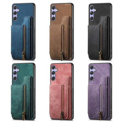 For Samsung Galaxy S25 Ultra 5G Retro Leather Zipper Wallet Back Phone Case(Purple) - Galaxy S25 Ultra 5G Cases by PMC Jewellery | Online Shopping South Africa | PMC Jewellery | Buy Now Pay Later Mobicred