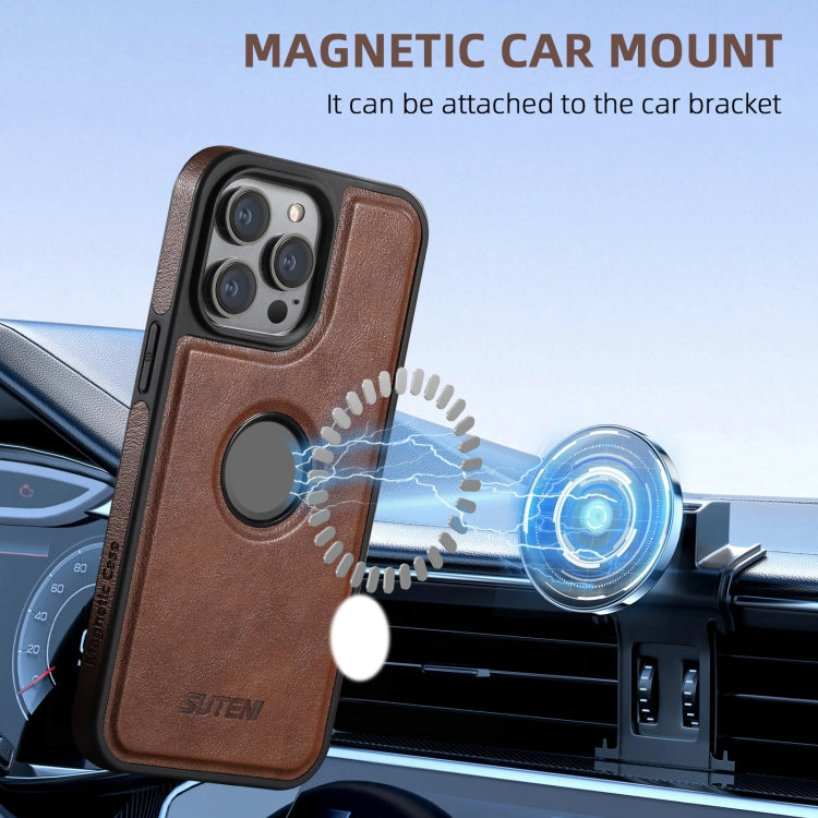 For iPhone 16 Pro Max Suteni G1 Magsafe Leather Back Phone Case(Brown) - iPhone 16 Pro Max Cases by Suteni | Online Shopping South Africa | PMC Jewellery | Buy Now Pay Later Mobicred