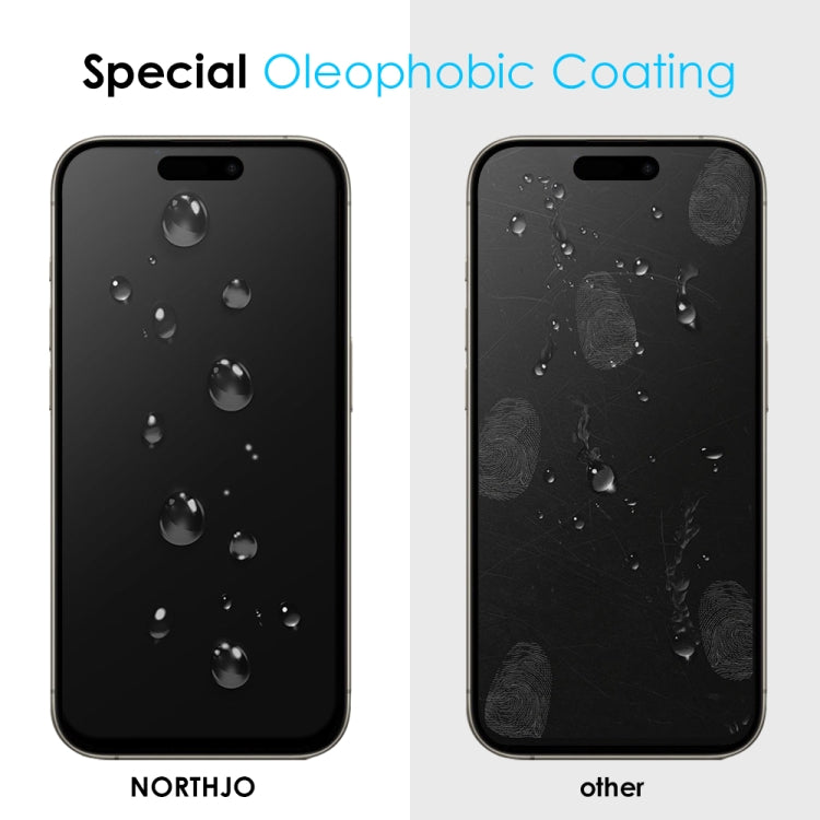 For iPhone 15 Pro NORTHJO A++ 28 Degree Privacy Full Glue Silk Printing Tempered Glass Film - iPhone 15 Pro Tempered Glass by NORTHJO | Online Shopping South Africa | PMC Jewellery | Buy Now Pay Later Mobicred