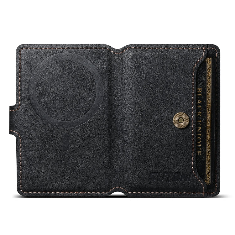 Suteni S2 Phone Magnetic Card Case Card Sleeve MagSafe Magnetic Coil PU Leather(Black) - Others Accessories by Suteni | Online Shopping South Africa | PMC Jewellery | Buy Now Pay Later Mobicred