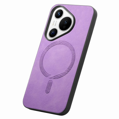 For Huawei  Pura 70 Solid Color Retro Magsafe PU Back Cover Phone Case(Purple) - Huawei Cases by PMC Jewellery | Online Shopping South Africa | PMC Jewellery | Buy Now Pay Later Mobicred