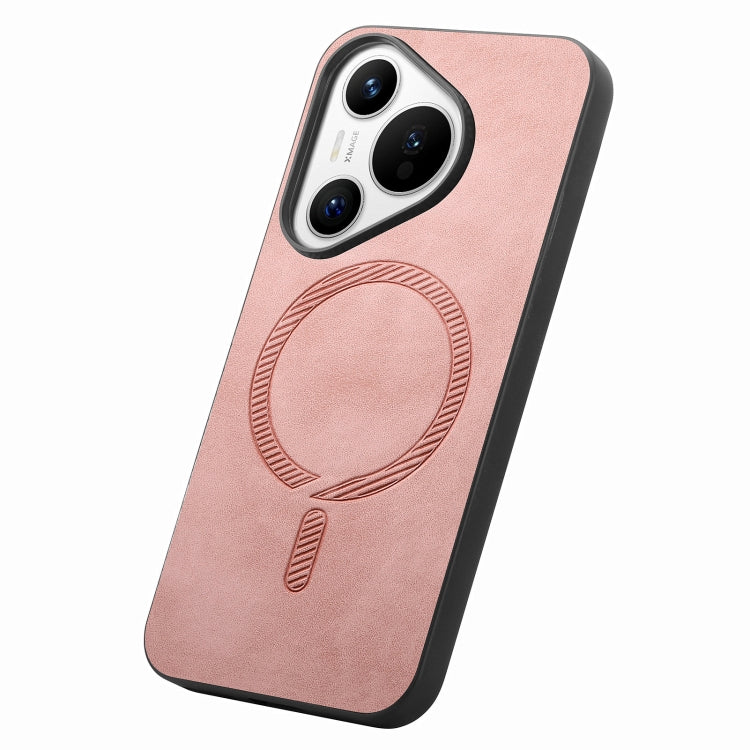 For Huawei Pura 70 Pro Solid Color Retro Magsafe PU Back Cover Phone Case(Pink) - Huawei Cases by PMC Jewellery | Online Shopping South Africa | PMC Jewellery | Buy Now Pay Later Mobicred