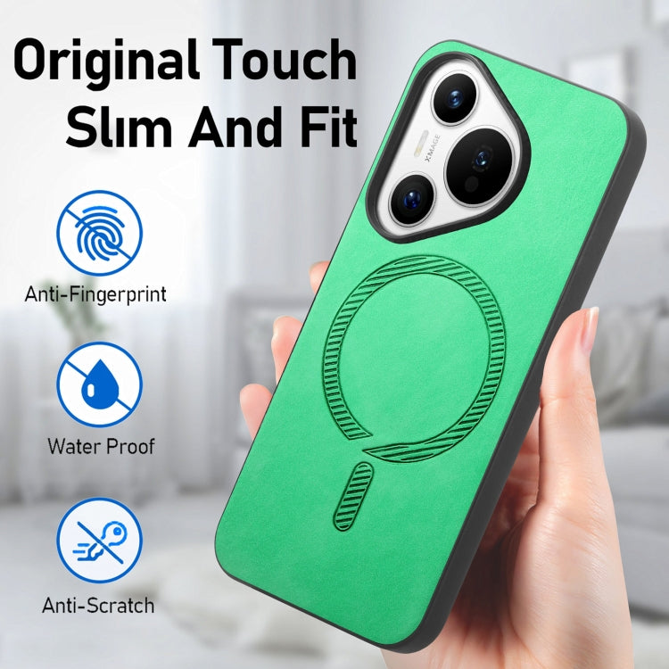 For Huawei Pura 70 Pro+ Solid Color Retro Magsafe PU Back Cover Phone Case(Green) - Huawei Cases by PMC Jewellery | Online Shopping South Africa | PMC Jewellery | Buy Now Pay Later Mobicred