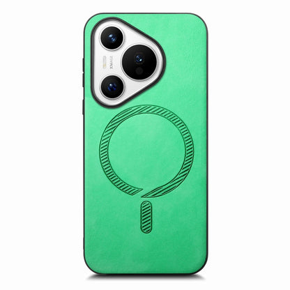 For Huawei Pura 70 Ultra Solid Color Retro Magsafe PU Back Cover Phone Case(Green) - Huawei Cases by PMC Jewellery | Online Shopping South Africa | PMC Jewellery | Buy Now Pay Later Mobicred