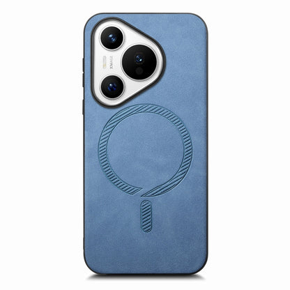 For Huawei Pura 70 Ultra Solid Color Retro Magsafe PU Back Cover Phone Case(Blue) - Huawei Cases by PMC Jewellery | Online Shopping South Africa | PMC Jewellery | Buy Now Pay Later Mobicred