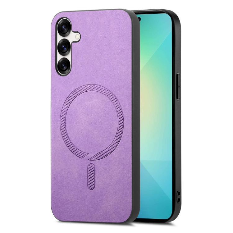 For Samsung Galaxy S25+ 5G Solid Color Retro Magsafe PU Back Cover Phone Case(Purple) - Galaxy S25+ 5G Cases by PMC Jewellery | Online Shopping South Africa | PMC Jewellery | Buy Now Pay Later Mobicred