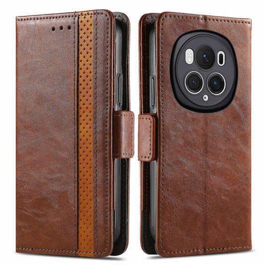 For Honor Magic6 Pro CaseNeo Splicing Dual Magnetic Buckle Leather Phone Case(Brown) - Honor Cases by PMC Jewellery | Online Shopping South Africa | PMC Jewellery | Buy Now Pay Later Mobicred