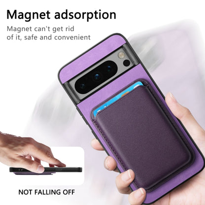 For Google Pixel 9 Retro Magsafe Card Bag PU Back Cover Phone Case(Purple) - Google Cases by PMC Jewellery | Online Shopping South Africa | PMC Jewellery | Buy Now Pay Later Mobicred