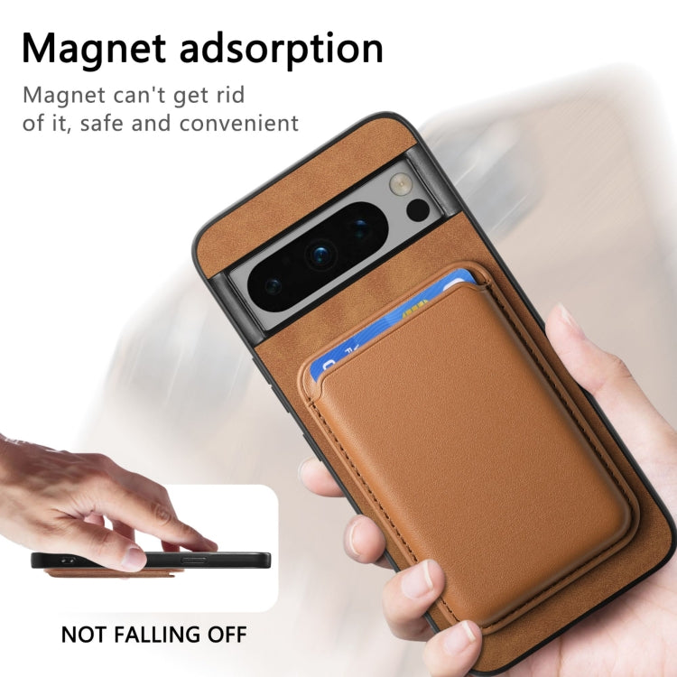 For Google Pixel 9 Retro Magsafe Card Bag PU Back Cover Phone Case(Brown) - Google Cases by PMC Jewellery | Online Shopping South Africa | PMC Jewellery | Buy Now Pay Later Mobicred