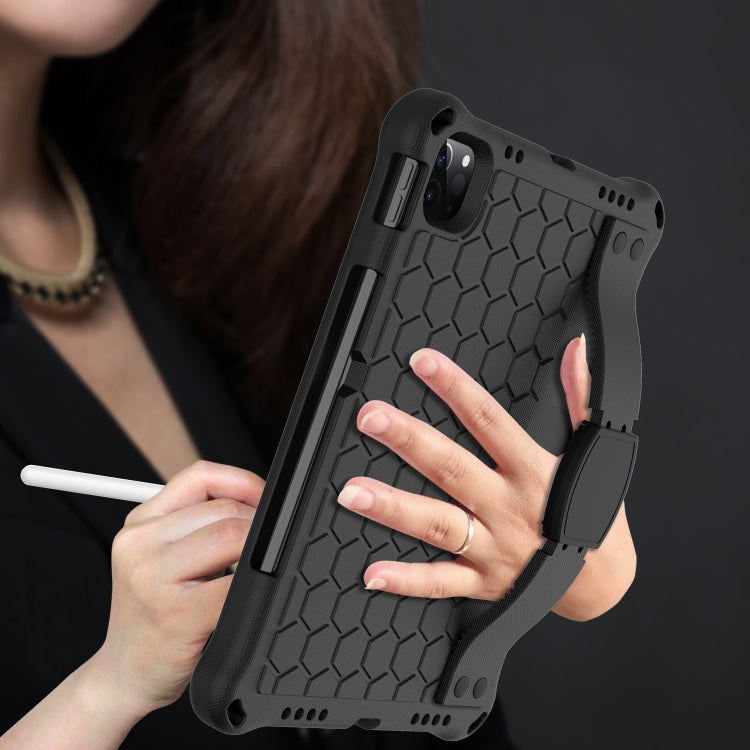 For iPad Pro 11 2024 Honeycomb EVA Hybrid PC Tablet Case with Strap(Black+Black) - iPad Pro 11 2024 Cases by PMC TechLife | Online Shopping South Africa | PMC TechLife | Buy Now Pay Later Mobicred