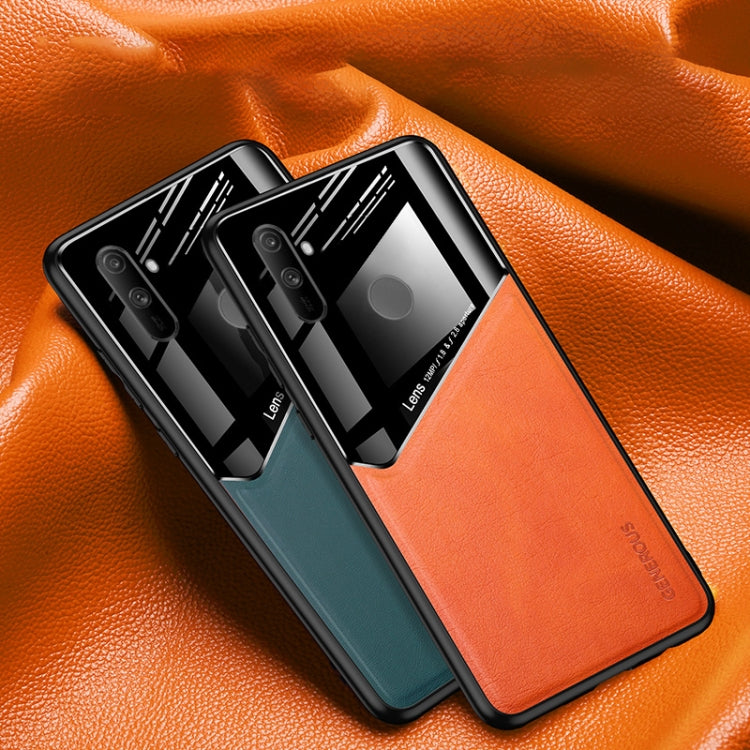 For Realme C33 All-inclusive Leather Organic Glass Phone Case(Blue) - Realme Cases by PMC TechLife | Online Shopping South Africa | PMC TechLife | Buy Now Pay Later Mobicred
