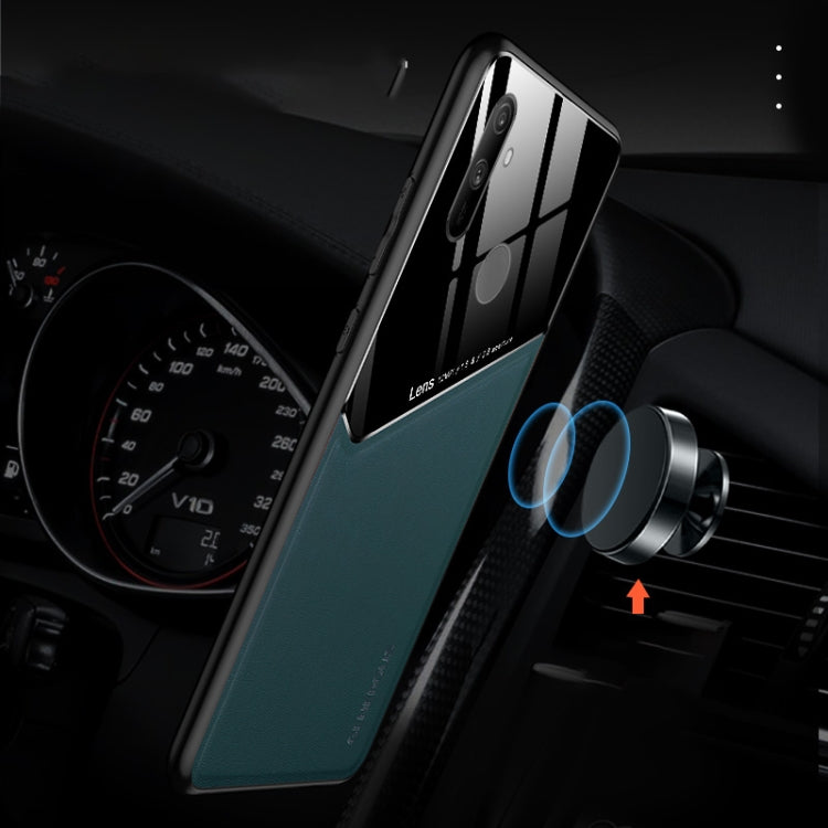 For Realme C33 All-inclusive Leather Organic Glass Phone Case(Blue) - Realme Cases by PMC TechLife | Online Shopping South Africa | PMC TechLife | Buy Now Pay Later Mobicred