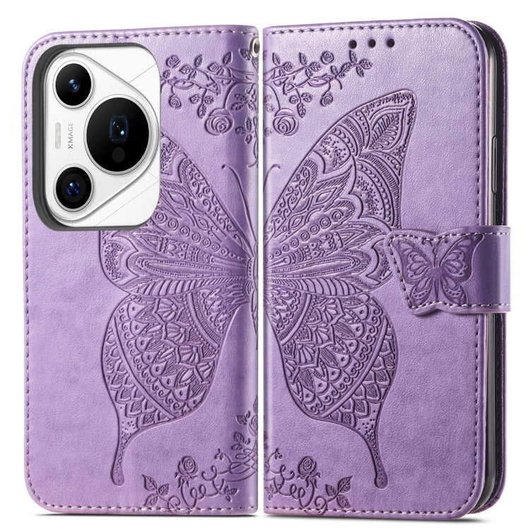 For Huawei Pura 70 Pro Butterfly Love Flower Embossed Leather Phone Case(Lavender) - Huawei Cases by PMC Jewellery | Online Shopping South Africa | PMC Jewellery | Buy Now Pay Later Mobicred