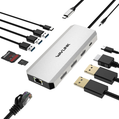 WAVLINK UMD306 12 in 1 Dual 8K Triple Monitor Multiport Adapter - USB HUB by WAVLINK | Online Shopping South Africa | PMC Jewellery | Buy Now Pay Later Mobicred