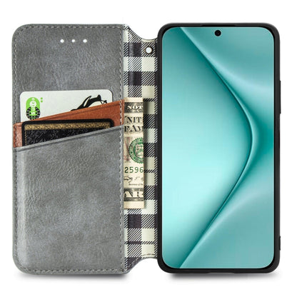 For Huawei Pura 70 Pro+ Cubic Grid Pressed Magnetic Leather Phone Case(Gray) - Huawei Cases by PMC Jewellery | Online Shopping South Africa | PMC Jewellery | Buy Now Pay Later Mobicred