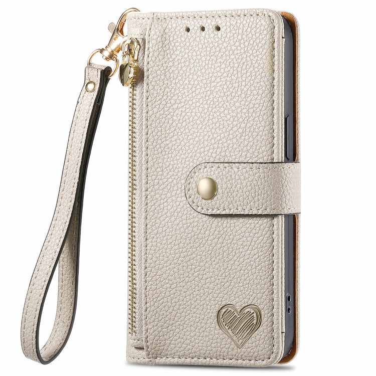 For Huawei Pura 70 Love Zipper Lanyard Leather Phone Case(Gray) - Huawei Cases by PMC Jewellery | Online Shopping South Africa | PMC Jewellery | Buy Now Pay Later Mobicred