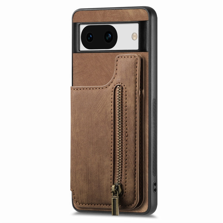 For Google Pixel 9 Pro XL Retro Leather Zipper Wallet Back Phone Case(Brown) - Google Cases by PMC Jewellery | Online Shopping South Africa | PMC Jewellery | Buy Now Pay Later Mobicred