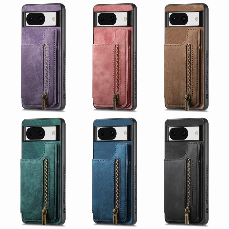 For Google Pixel 9 Pro XL Retro Leather Zipper Wallet Back Phone Case(Purple) - Google Cases by PMC TechLife | Online Shopping South Africa | PMC TechLife | Buy Now Pay Later Mobicred