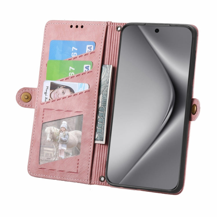 For Huawei Pura 70 Pro+ Geometric Zipper Wallet Side Buckle Leather Phone Case(Pink) - Huawei Cases by PMC Jewellery | Online Shopping South Africa | PMC Jewellery | Buy Now Pay Later Mobicred