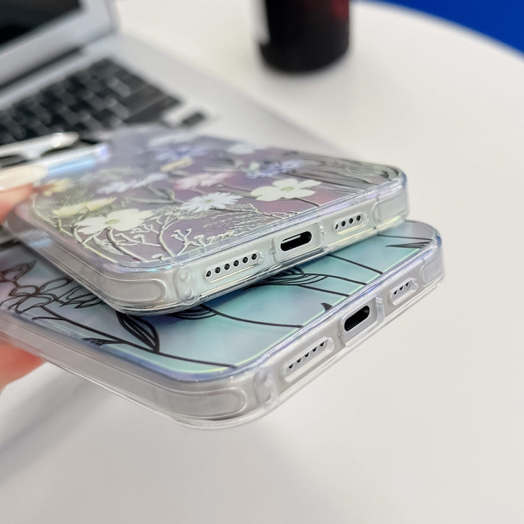For iPhone 16 Electroplating Laser Flower Texture TPU Phone Case(Chrysanthemum AH5) - iPhone 16 Cases by PMC TechLife | Online Shopping South Africa | PMC TechLife | Buy Now Pay Later Mobicred