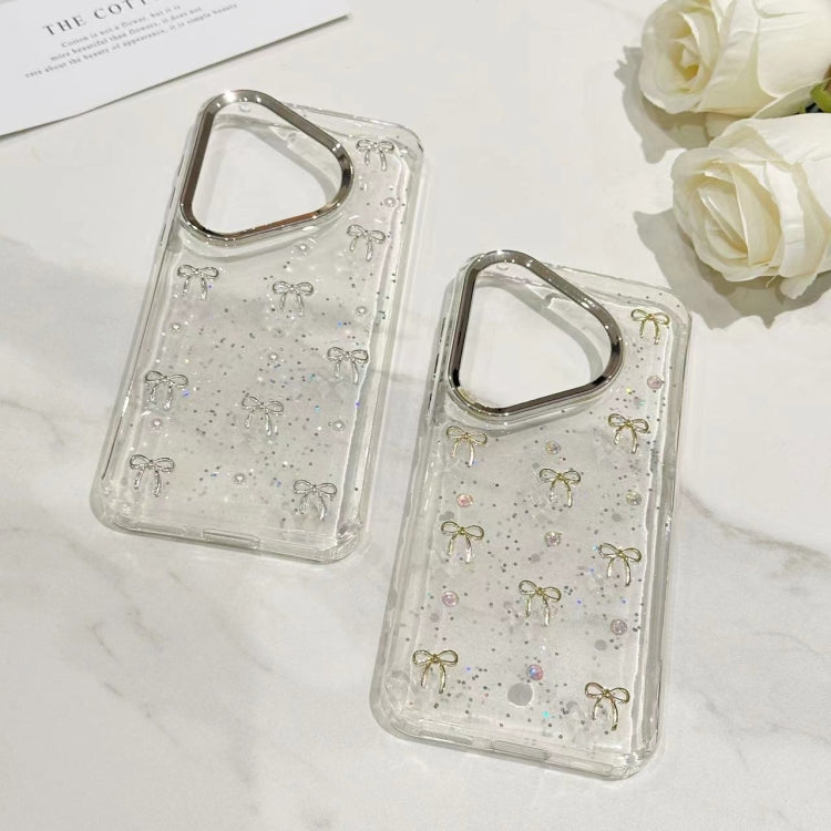 For Huawei Pura 70 Pro Small Fresh Bow TPU Phone Case(Silver Bow) - free shipping - PMC Jewellery - Order now!
