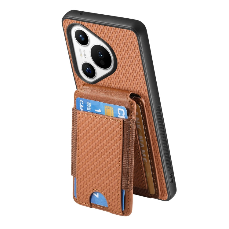 For Huawei Pura 70 Ultra Carbon Fiber Vertical Flip Wallet Stand Phone Case(Brown) - Huawei Cases by PMC Jewellery | Online Shopping South Africa | PMC Jewellery | Buy Now Pay Later Mobicred