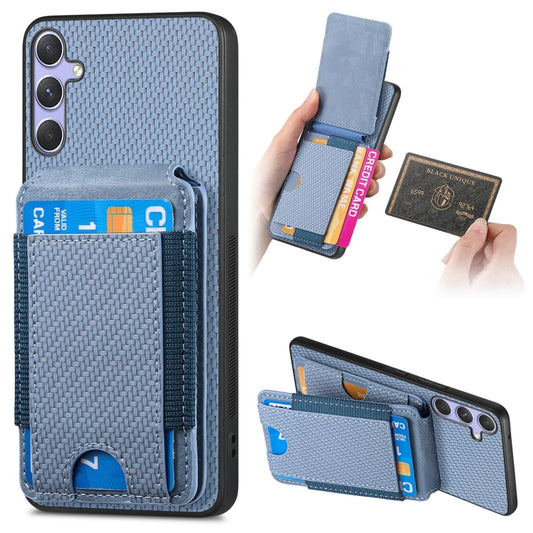 For Samsung Galaxy S25+ 5G Carbon Fiber Vertical Flip Wallet Stand Phone Case(Blue) - Galaxy S25+ 5G Cases by PMC Jewellery | Online Shopping South Africa | PMC Jewellery | Buy Now Pay Later Mobicred