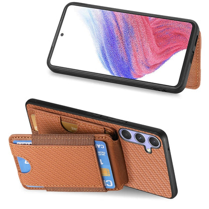 For Samsung Galaxy S25 Ultra 5G Carbon Fiber Vertical Flip Wallet Stand Phone Case(Brown) - Galaxy S25 Ultra 5G Cases by PMC Jewellery | Online Shopping South Africa | PMC Jewellery | Buy Now Pay Later Mobicred