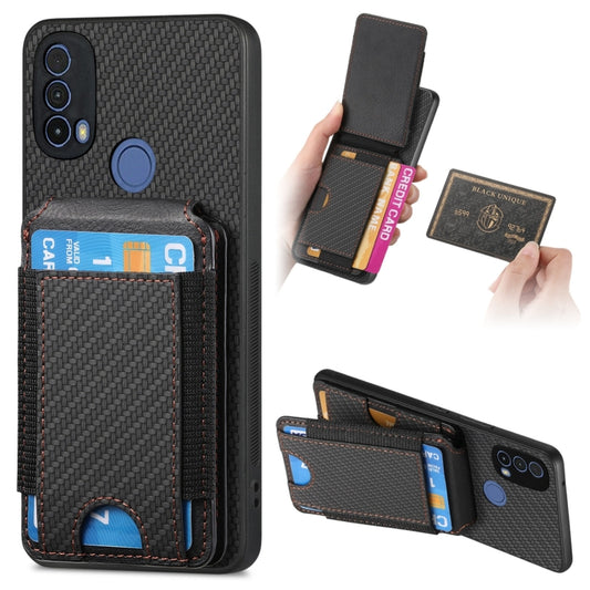 For Motorola Moto E40 Carbon Fiber Vertical Flip Wallet Stand Phone Case(Black) - Motorola Cases by PMC Jewellery | Online Shopping South Africa | PMC Jewellery | Buy Now Pay Later Mobicred