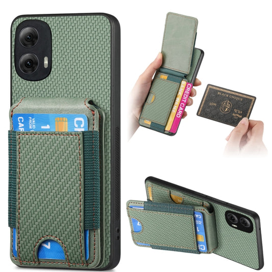 For Motorola Moto G Power 2024 5G Carbon Fiber Vertical Flip Wallet Stand Phone Case(Green) - Motorola Cases by PMC Jewellery | Online Shopping South Africa | PMC Jewellery | Buy Now Pay Later Mobicred