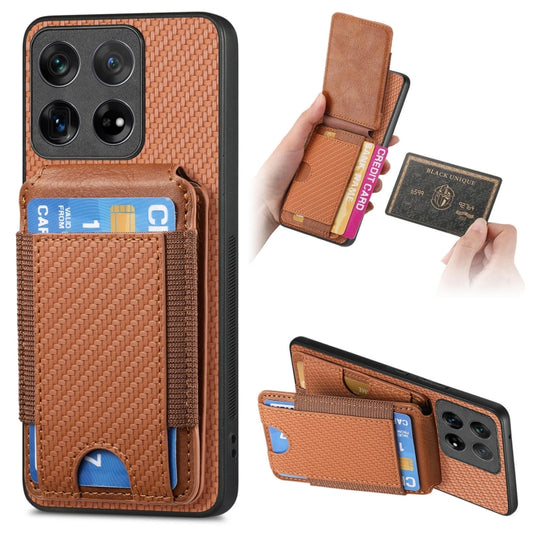 For OnePlus 12 5G Carbon Fiber Vertical Flip Wallet Stand Phone Case(Brown) - OnePlus Cases by PMC Jewellery | Online Shopping South Africa | PMC Jewellery | Buy Now Pay Later Mobicred