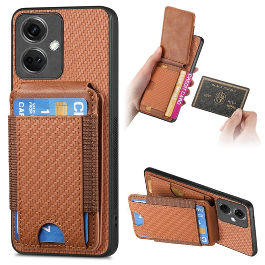 For OnePlus Nord CE3 Carbon Fiber Vertical Flip Wallet Stand Phone Case(Brown) - OnePlus Cases by PMC Jewellery | Online Shopping South Africa | PMC Jewellery | Buy Now Pay Later Mobicred