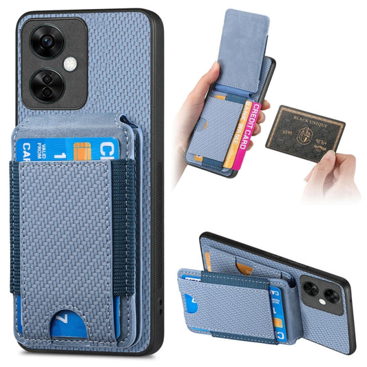 For OnePlus Nord CE3 Lite Carbon Fiber Vertical Flip Wallet Stand Phone Case(Blue) - OnePlus Cases by PMC Jewellery | Online Shopping South Africa | PMC Jewellery | Buy Now Pay Later Mobicred