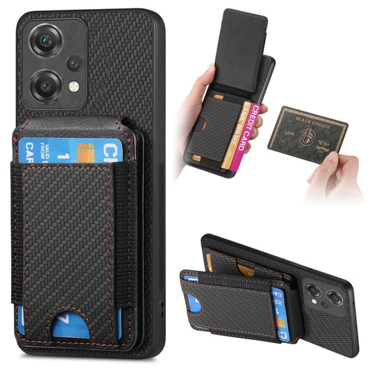 For OnePlus Nord CE2 Lite 5G Carbon Fiber Vertical Flip Wallet Stand Phone Case(Black) - OnePlus Cases by PMC Jewellery | Online Shopping South Africa | PMC Jewellery | Buy Now Pay Later Mobicred