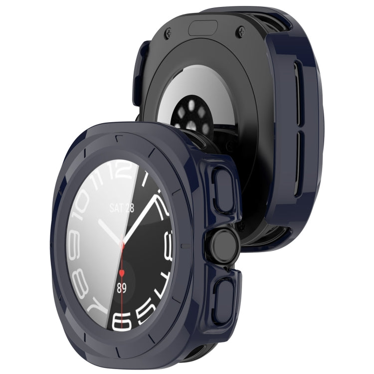 For Samsung Galaxy Watch Ultra 47mm PC+Tempered Film Integrated Waterproof Watch Protective Case(Dark Blue) - Watch Cases by PMC Jewellery | Online Shopping South Africa | PMC Jewellery | Buy Now Pay Later Mobicred