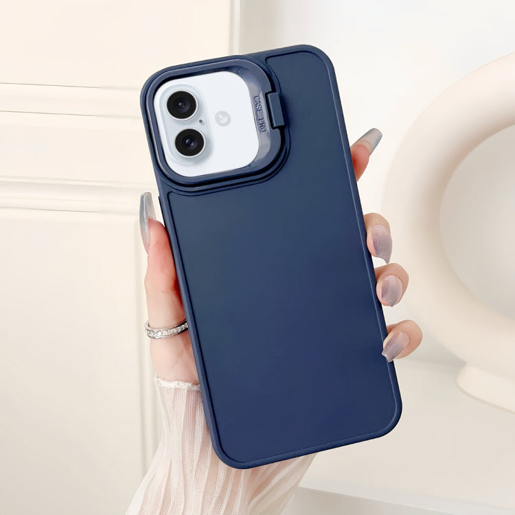 For iPhone 16 Plus Lens Frame Holder Shockproof Phone Case(Blue) - iPhone 16 Plus Cases by PMC Jewellery | Online Shopping South Africa | PMC Jewellery | Buy Now Pay Later Mobicred