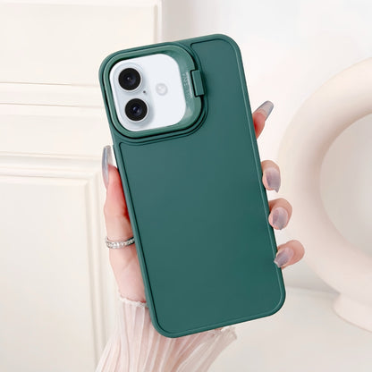 For iPhone 16 Lens Frame Holder Shockproof Phone Case(Green) - iPhone 16 Cases by PMC Jewellery | Online Shopping South Africa | PMC Jewellery | Buy Now Pay Later Mobicred