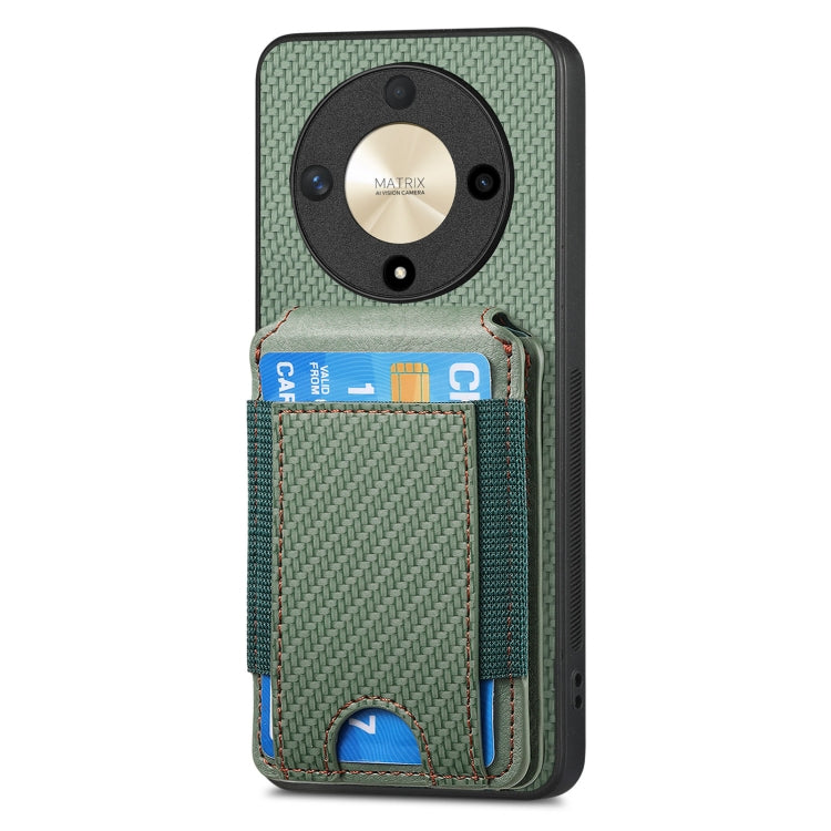 For Honor Magic6 Pro Carbon Fiber Vertical Flip Wallet Stand Phone Case(Green) - Honor Cases by PMC Jewellery | Online Shopping South Africa | PMC Jewellery | Buy Now Pay Later Mobicred