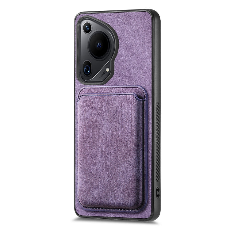 For Huawei Pura 70 Retro Leather Card Bag Magnetic Phone Case(Purple) - Huawei Cases by PMC Jewellery | Online Shopping South Africa | PMC Jewellery | Buy Now Pay Later Mobicred