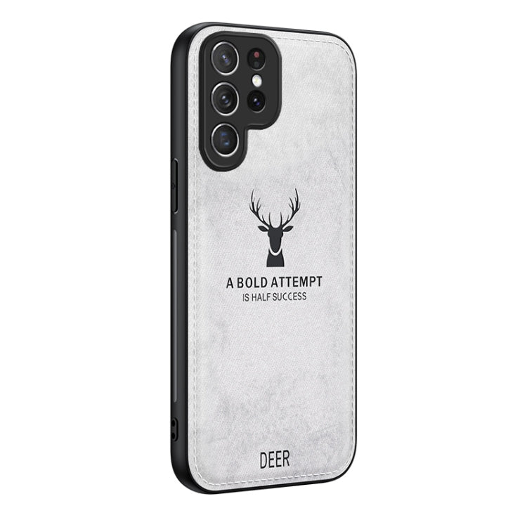 For Samsung Galaxy S25 Ultra 5G Deer Head Cloth Skin All-inclusive Phone Case(White) - Galaxy S25 Ultra 5G Cases by PMC Jewellery | Online Shopping South Africa | PMC Jewellery | Buy Now Pay Later Mobicred