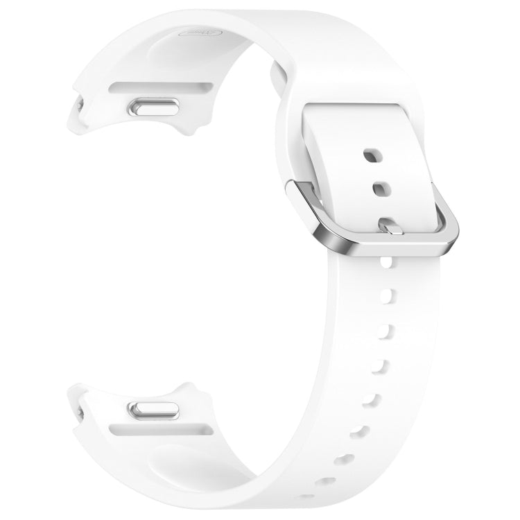 For Samsung Galaxy watch 5 Golf Edition Solid Color Silver Buckle Quick Release Silicone Watch Band(White) - free shipping - PMC TechLife - Order now!