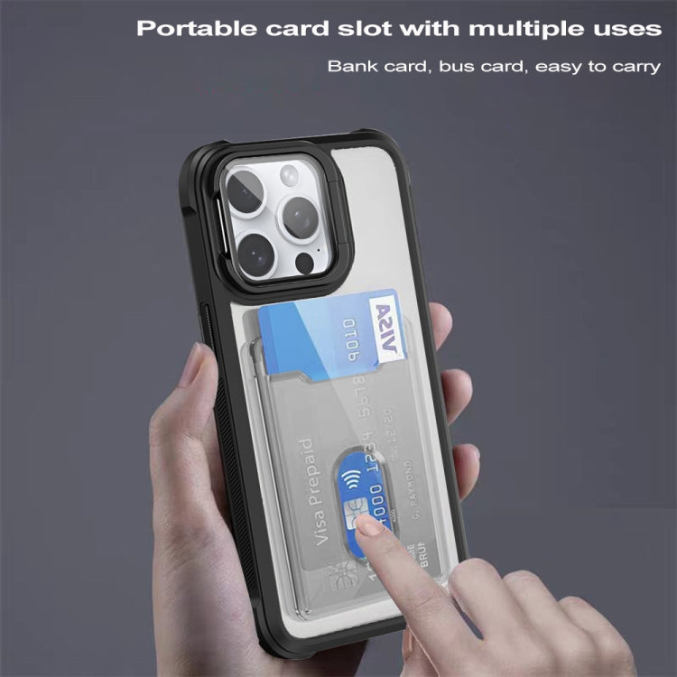 For iPhone 16 Pro Card Bag Holder Acrylic Hybrid TPU Phone Case(Red) - iPhone 16 Pro Cases by PMC TechLife | Online Shopping South Africa | PMC TechLife | Buy Now Pay Later Mobicred