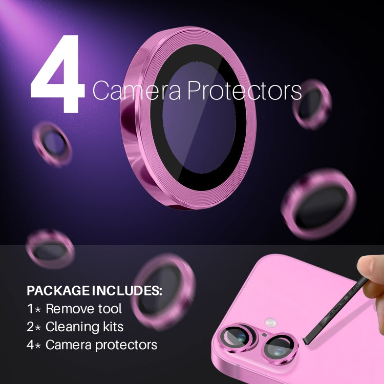 For iPhone 16 / 16 Plus NORTHJO 2 Sets 4pcs Camera Lens Protector Cover Metal Ring Film(Rose) - iPhone 16 Plus Tempered Glass by NORTHJO | Online Shopping South Africa | PMC Jewellery | Buy Now Pay Later Mobicred