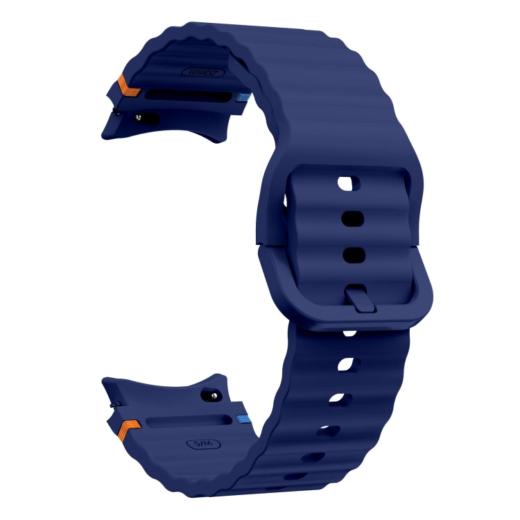 For Samsung Galaxy Watch 7 40 / 44mm Wave Pattern Stitched Silicone Watch Band(Dark Blue) - free shipping - PMC TechLife - Order now!