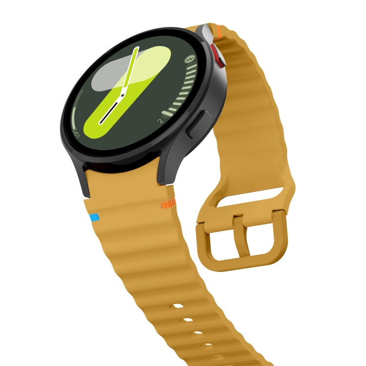 For Samsung Galaxy Watch 6 Classic Wave Pattern Stitched Silicone Watch Band(Yellow) - free shipping - PMC TechLife - Order now!
