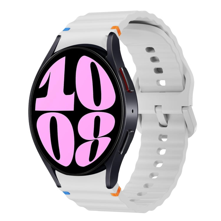For Samsung Galaxy Watch 6 40 / 44mm Wave Pattern Stitched Silicone Watch Band(Light Gray) - free shipping - PMC TechLife - Order now!